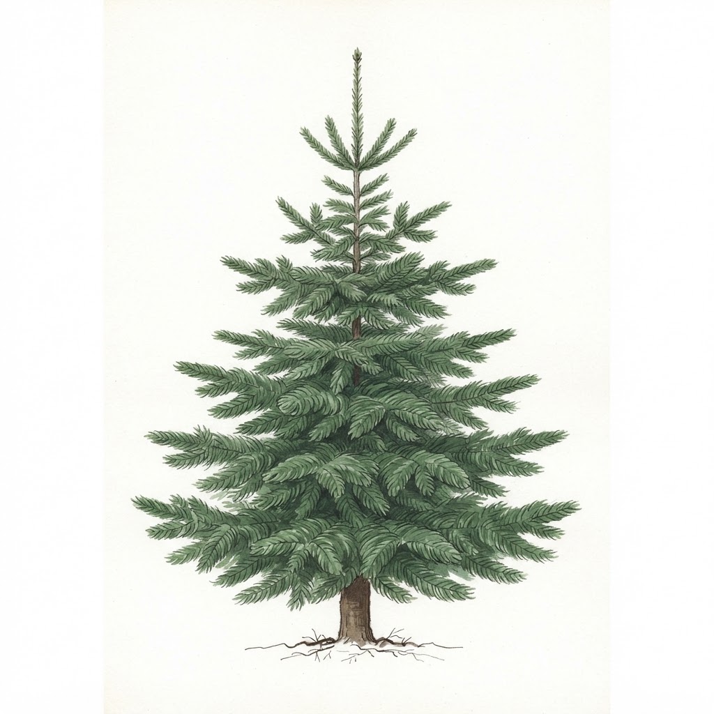 Illustration of a Nordmann Fir Christmas tree